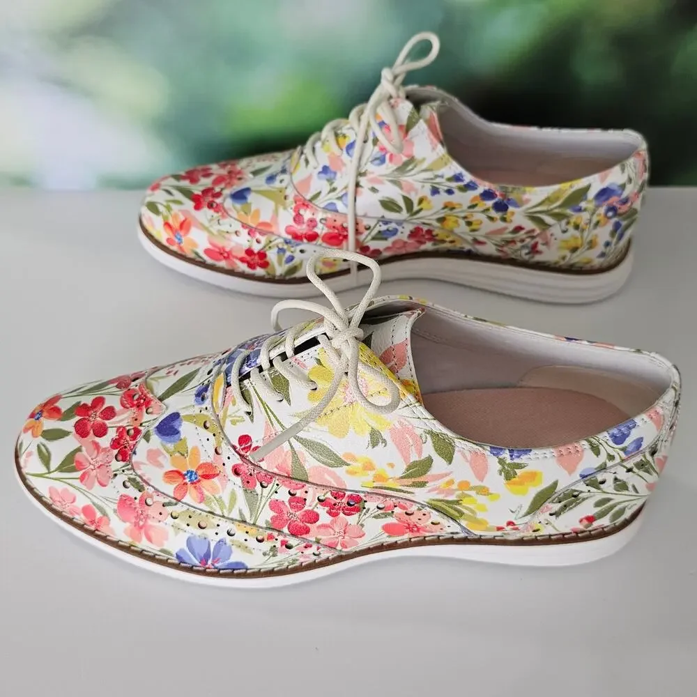 NEW Cole Haan Original Grand Floral Wingtip Oxford Casual Shoes 8.5 B